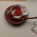 季節料理　なかしま - 酒粕のプリン、いちご（あまおう）