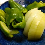 焼肉 一力 - ピーマン　玉ねぎ