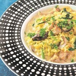 Young chicken and mushroom risotto