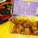 麻布あさひ - 料理写真:鹿児島いいとこ鶏 たくみのしょう油から揚げ (¥702)、国産鶏 鶏と茄子のピリ辛和え (¥540)