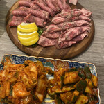 Yakiniku - Gin - - Fresh Beef Tongue Salt, Tongue Kalbi & Kimchi Platter