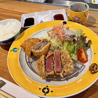 鴨川たかし - 平日限定ビフカツ&メンチカツ定食(¥1900)