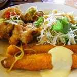 バーミヤン - 日替わりランチ　から揚げ甘酢醤油＆シシャモフライ　