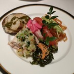 中国料理 星ヶ岡 - アワビと前菜３種盛