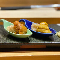 鮨 ふくじゅ - バフンウニ塩水ウニ追加して食べ比べ