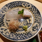 温石 - 平目お造り、縁側お造り、浜防風、茗荷