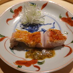 温石 - 金目鯛鱗焼き、実山椒醤油