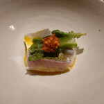 温石 - 蒸しえぼ鯛、春菊、ゆず胡椒