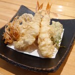 蕎房 猪口屋 - 天ぷら えび（1100円）