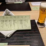 Koshitsu Washoku Nikukappou Ginjirou - お品書きと乾杯のTOKYO CRAFT生ビール