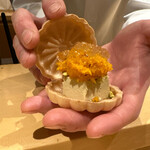 銀座 しのはら - フォアグラとピスタチオ、安保柿の最中