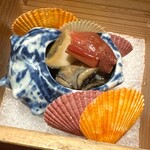 銀座 しのはら - 貝寄せ〜北寄貝　鮑　つぶ貝　わかめ