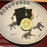 銀座 しのはら - 河豚の白子　磯辺巻き　酢橘