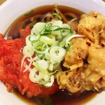 一由そば - 太蕎麦並320円＆ジャンボゲソ天200円＆紅生姜天130円