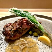 銀座 大石 - 鶉のロースト 行者ニンニク