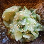 さくら - 胡瓜の酢の物　ビールセットの小鉢♪　器は備前焼☆