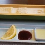 宇豆基野 - 湯葉3種。平湯葉、刺身湯葉、くみ上げ湯葉（甘湯葉）で、とれる順番ごとに頂けます。