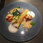 エクアトゥール - 仔牛のハツ　トリッパのカネロニ　粒マスタードソース　オマール添え