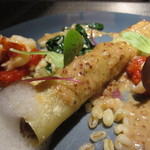 エクアトゥール - 仔牛のハツ　トリッパのカネロニ　粒マスタードソース　オマール添え