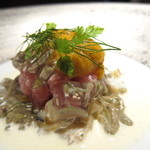 エクアトゥール - 鮑と中トロのタルタル仕立て