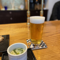 いわ志 本店 - 一番搾りと菜の花の茶碗蒸し