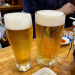 きそば 柏屋 - 生ビール小500円、中600円。