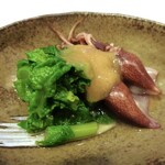 天ぷら処 こさか - ホタルイカとナバナの酢味噌がけ