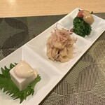 太鼓判亭 - お通し3連小鉢