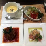 文化洋食店 - 文化プレート（カニコロッケ・鮮魚のカルパッチョ・サラダ・コーンスープ）