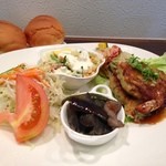 Kafe damore - エビとホタテのマッシュ野菜はさみ焼きミソソース！