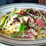 清泉寮本館レストラン - 春の野菜と甲州富士桜ポークの和風パスタ1850円　パン、サラダ、ドリンク、デザート付き