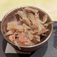 蕎麦粉懐石 銀座てあん - 「独活と桜海老のきんぴら」