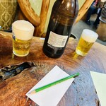 富田屋 - 瓶ビールはアサヒスーパードライの大瓶
      宿泊客の「宿帳」ことメモ用紙