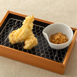 Chicken tempura with grated yuzu pepper