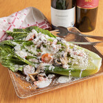 Caesar salad with romaine lettuce and bacon