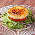 Camembert cheese brûlée caprese