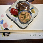 大入亭 - お通し　　今日はふぐ