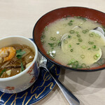 Sushi Hanatei - 海鮮茶碗蒸しとハマグリの味噌汁