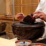 銀座 きた川 - 玉鋼で焼くとび牛