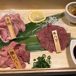 お肉と果実のサワー にくざわ - 肉刺し盛り合わせ3種