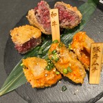 お肉と果実のサワー にくざわ - 肉刺し盛り合わせ3種