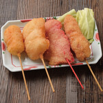 Assortment of 4 types of kushikatsu (1 piece each)