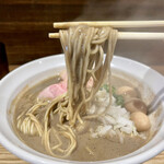 NIBOSHI MANIA - 濃厚焙煎鬼煮干蕎麦 1100円 +うずら味玉(3個) 100円