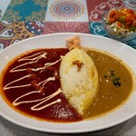 Salaam Curry - ランチ　ダブルカレーライスセット　バターチキンカレー　シーフードカレー