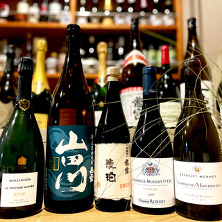 Wine selected by a sommelier and rare brown sugar shochu