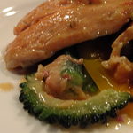 キャトルラパン - マスの白ワイン蒸しinゴーヤ　シャンパンビネガーソース(’13.07月にて）