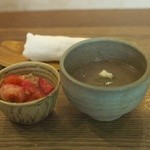 旬野菜 あげ菜っぱ - トマト大根卸し和えと、椎茸のスープ