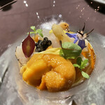 sincere - 北海道バフンウニ、函館のつぶ貝、ずわい蟹とホワイトアスパラのマッチング