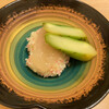Shokushin Shungiku - 帆立の真挽粉揚　アスパラ、新玉ねぎソース