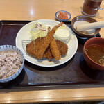 Katsuma - 豚ロースカツと海老フライ膳　1550円